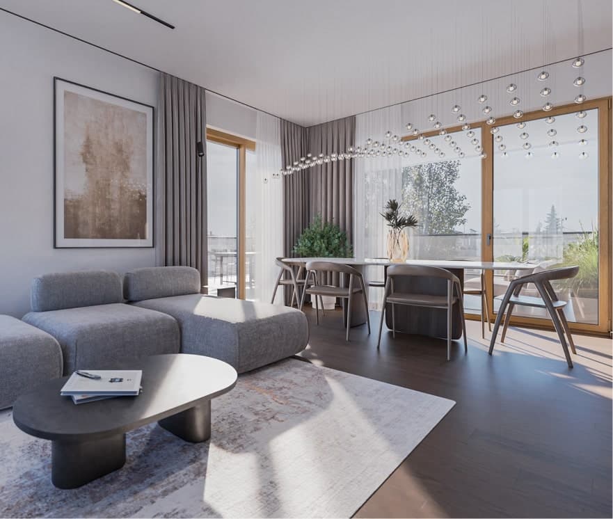 Žižkovské Zahrady obývací pokoj 4+kk